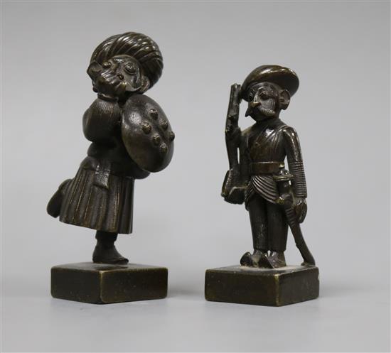 Two late 19th century Indian bronze figures of soldiers
